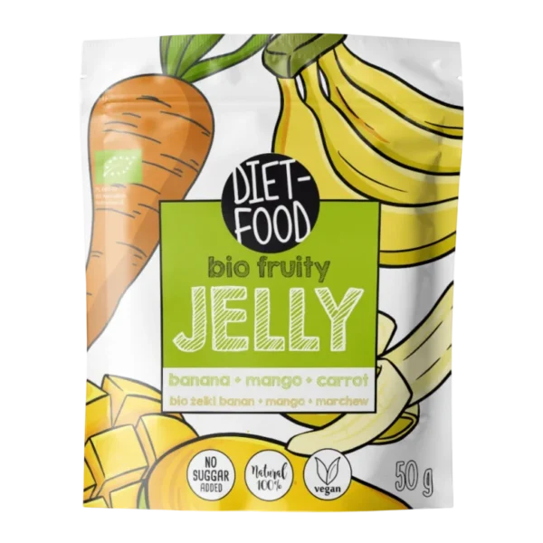 Bananų, morkų ir mangų juostelės, pagamintos iš natūralių vaisių ir daržovių, be pridėtinių priedų