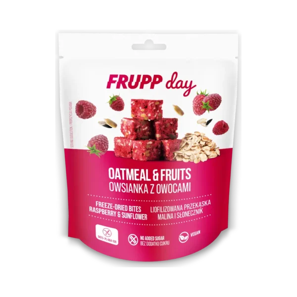 Liofilizuoti aviečių kubeliai su saulėgražomis ir avižimos | FRUPP day