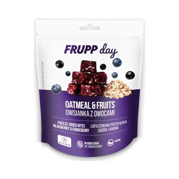 Liofilizuoti melyniu kubeliai su aronijomis ir avižomis | FRUPP day