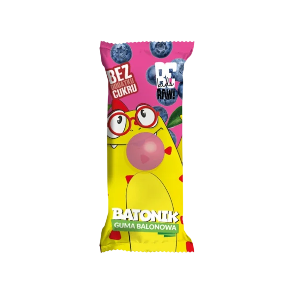 Gumos skonio batonėlis vaikams, pagamintas iš atūralių ingredientų, be pridėtinio cukraus