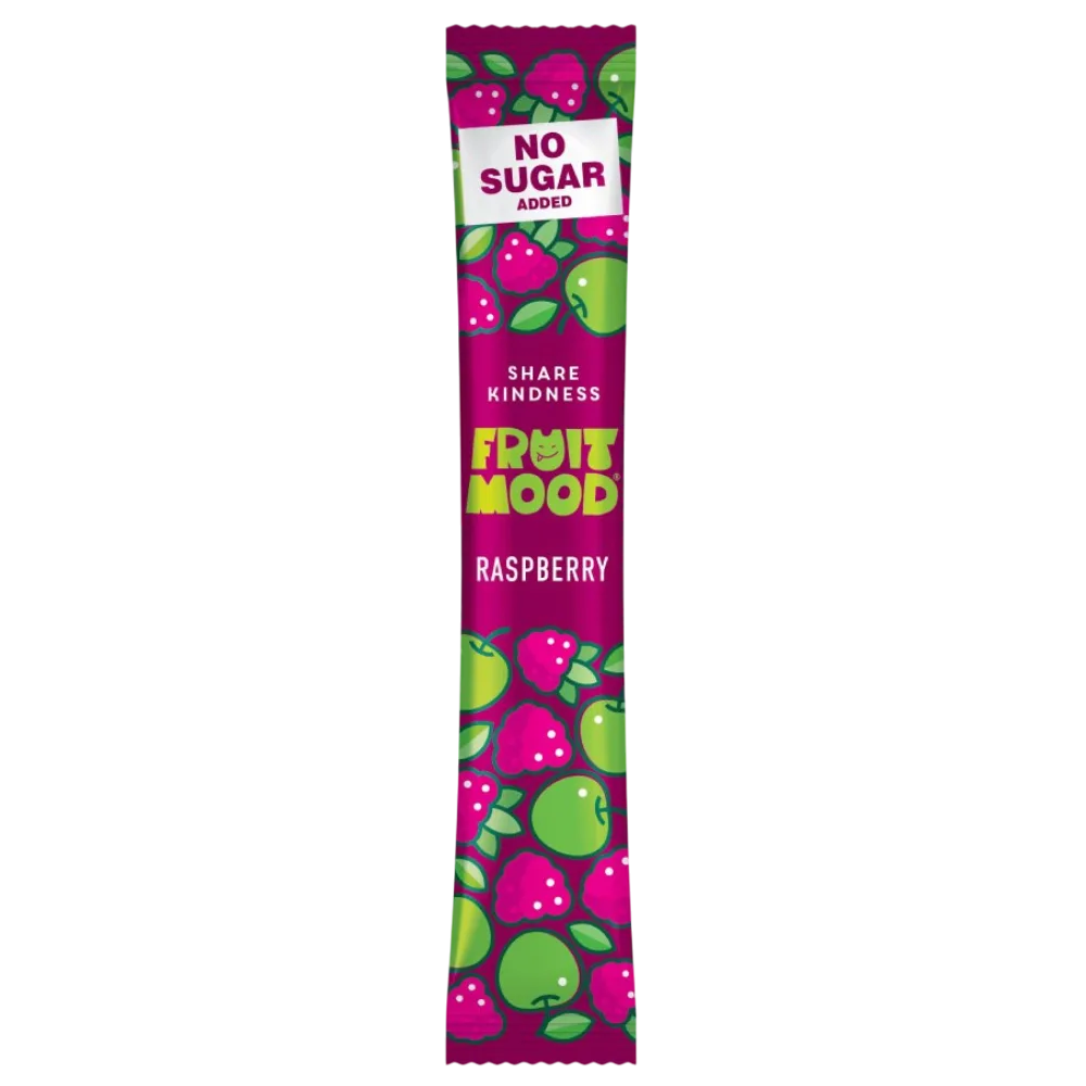 Vaisinė juostelė su avietėmis FRUIT MOOD, be pridėtinio cukraus, tik iš natūralių ingredientų.
