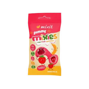 Braškių ir bananų skonio guminukai pagaminti tik iš natūralių ingredientų, be pridėtinio cukraus