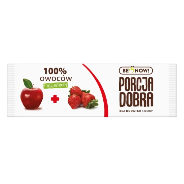 Obuolių ir braškių juostelė "Porcja Dobra" pagamintos iš 100 procentų vaisių, be pridėtinio cukraus