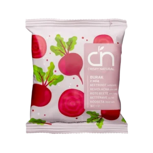 Burokėlių traškučiai su jūros druska, be pridėtinių riebalų ir cukraus. Natūralus ir sveikas užkandis vietoje tradicinių traškučių