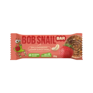 Obuolių ir braškių batonėlis vaikams be pridėtinio cukraus, pagamintas tik iš 4 100 procentų natūralių ingredientų