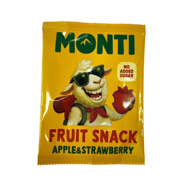 Obuoliu ir braskiu uzkandis pagamintas is 100 procentu vaisiu ir be pridetinio cukraus