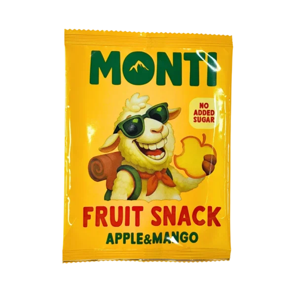 Obuolių ir mangų vaisių užkandis be pridėtinio cukraus
