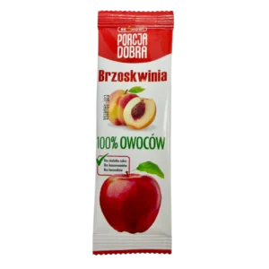 Obuoliu ir persiku juostele pagaminta is naturaliu ingredientu ir be pridetinio cukraus