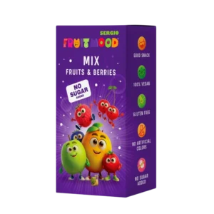 Vaisių juostelių rinkiny Fruit Mood Mix. Pagaminta tik iš natūralių vaisių, be pridėtinio cukraus ir saldiklių.